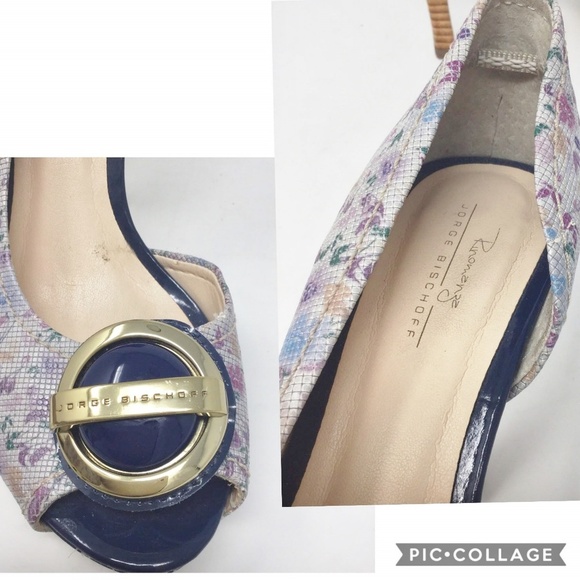 Jorge Bischoff Open Toe Blue Heel Pumps Sz Euro 34 - Picture 8 of 8